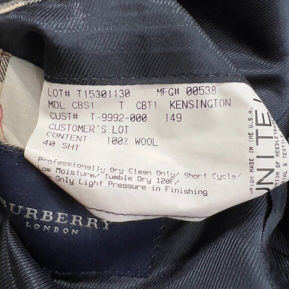 Burberry London 100% Wool Black Jacket Mens Size 40 - Picture 8 of 8